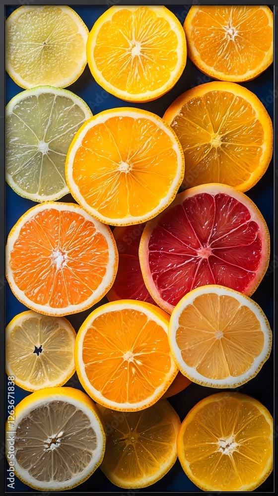 Obraz premium A colorful image of oranges and lemons arranged in a pattern