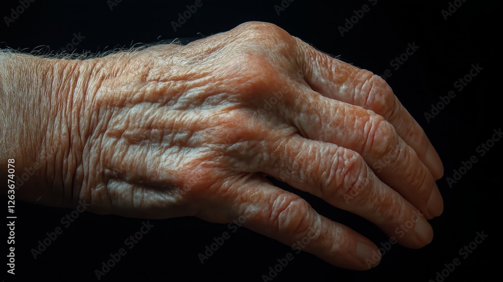 Fototapeta premium Close-up of an elderly hand showcasing age and experience with intricate details