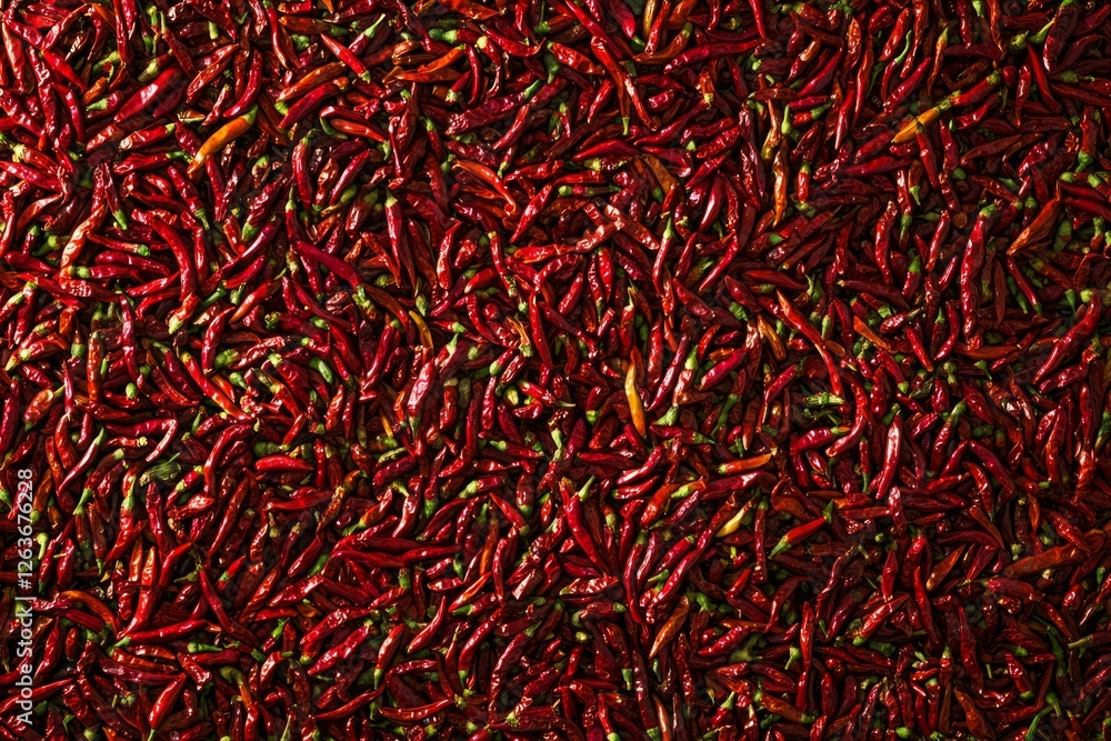 Naklejka premium Abundance of red chili peppers filling frame. Neural network AI generated