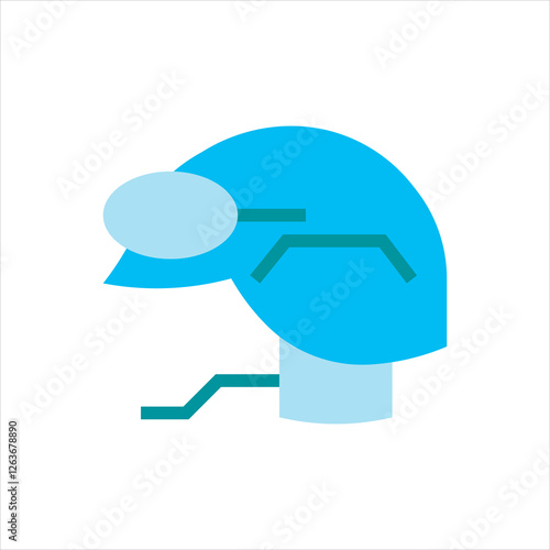Old blue helmet flat icon design illustration. Retro helmet flat icon. Simple illustration design. 