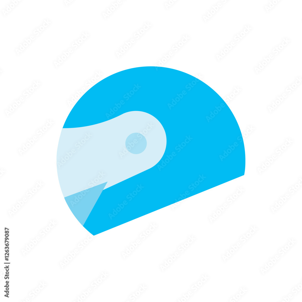 Cute fullface helmet vector flat icon design illustration. Blue helmet flat icon design. 