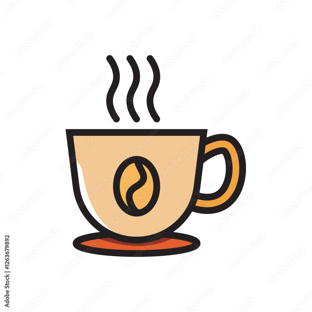 Brown coffee cup icon design. Hot espresso drink vector design. Heat temperature drink cup icon design illustration. Brown coffee cup icon design. Hot espresso drink vector design. Heat temperature drink cup icon design illustration.