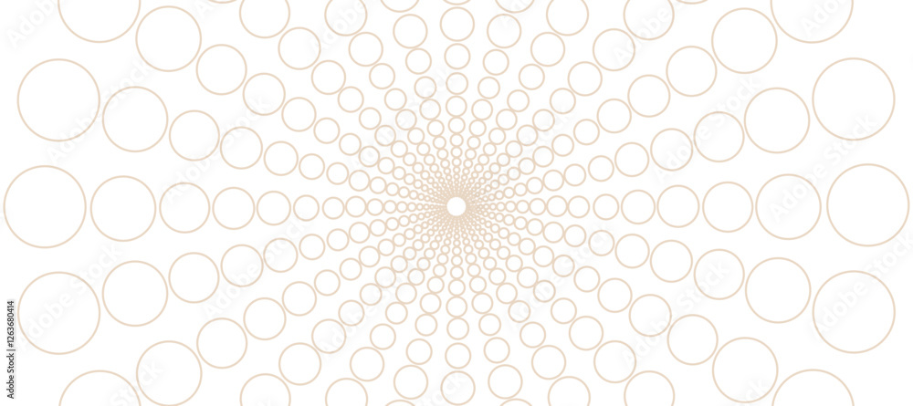 White abstract background with beige circles in the form of rays White abstract background with beige circles in the form of rays