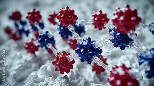Microscopic 3D render of a complex molecular structure.