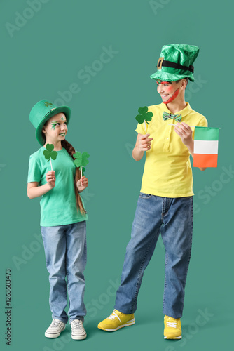 Funny kids with face painti...