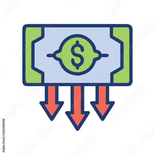 Financial crisis falling currency icon