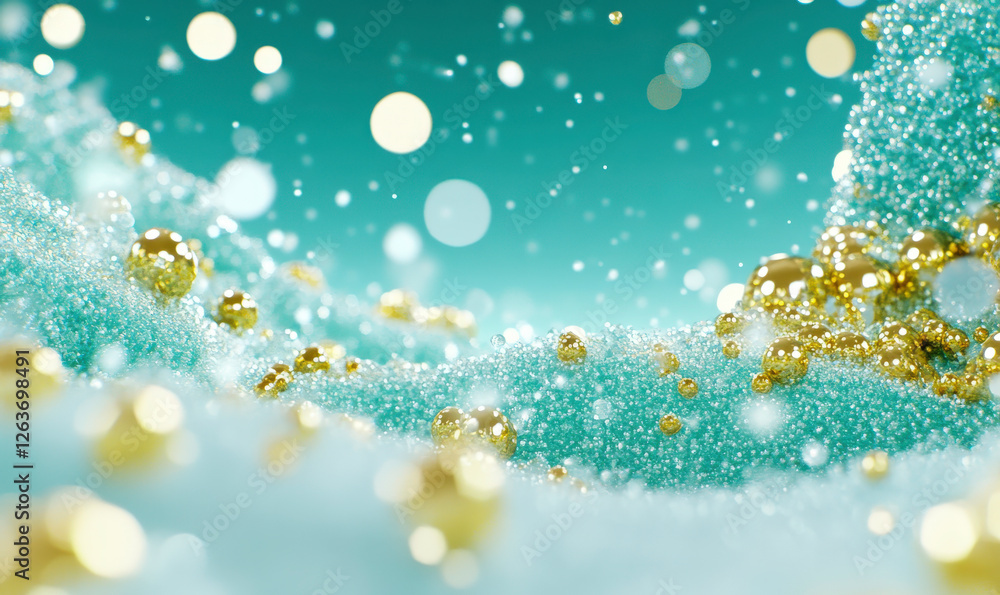 Abstract shimmering particles with gold accents and turquoise background creating a vibrant and dynamic visual composition for artistic purposes Abstract shimmering particles with gold accents and turquoise background creating a vibrant and dynamic visual composition for artistic purposes