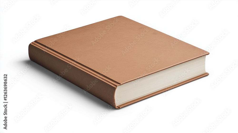 Blank brown hardcover book , mockup on white background Blank brown hardcover book , mockup on white background