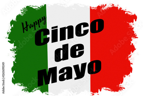 Happy Cinco De Mayo illustration with the Mexican flag colors, isolated. 