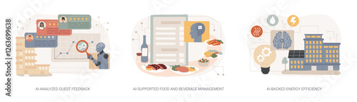AI in Hotel management abstract concept vector illustrations.