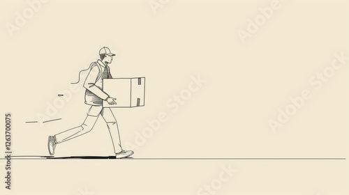 Obraz na płótnie A sleek and artistic minimalistic digital illustration of a courier running with a package, symbolizing express delivery, logistics efficiency, and modern transportation services. AI generated. w salonie