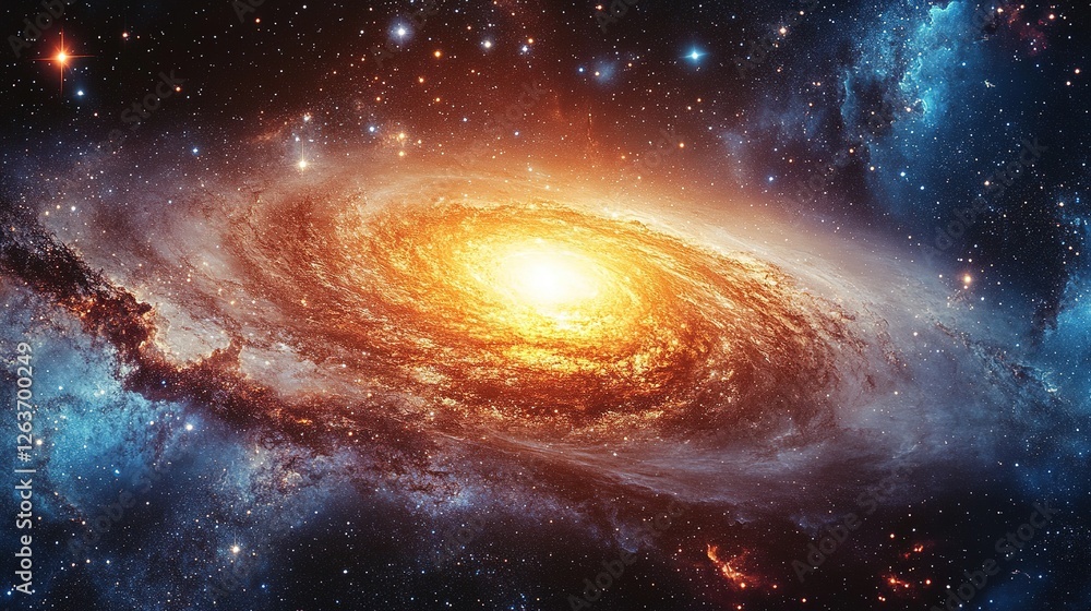 Naklejka premium Celestial phenomenon in outer space galaxy image cosmic environment stunning viewpoint astronomical concept