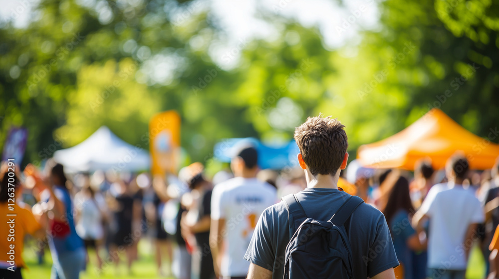 Fototapeta premium Volunteers at Charity Event in Vibrant Park Scene