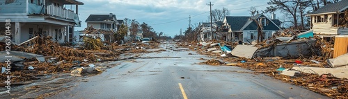 Wallpaper Mural Destruction after storm coastal town disaster scene flooded streets aerial view environmental impact Torontodigital.ca