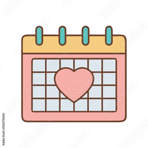 Wedding calendar with heart and pastel colors