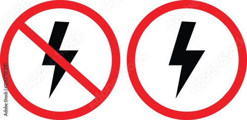 lightning and no lightningicon. on white background. lightning sign. flash symbol. electric sign. flat style.. Vector illustration
