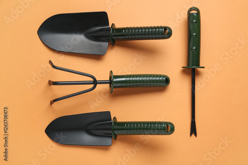 Set of gardening tools on o...