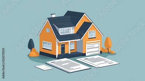 Wallpaper Mural House model with legal documents. Torontodigital.ca