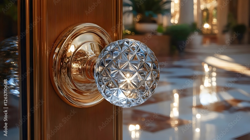 A golden knob with a crystal ball on it A golden knob with a crystal ball on it