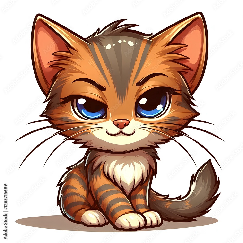 Fototapeta premium Sly kitten, drawing