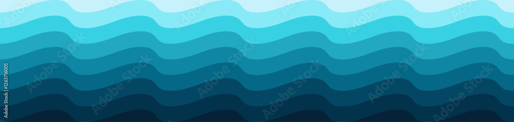 Fototapeta premium Abstract wavy background with waves in shades of blue colors.