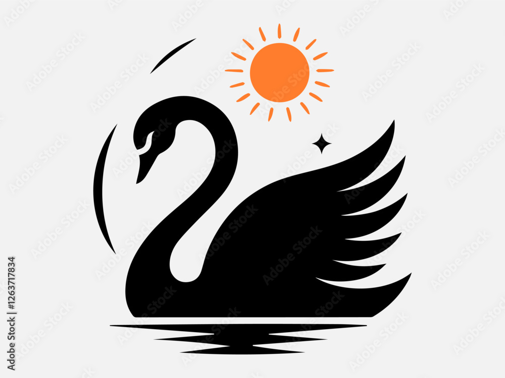 Naklejka premium Swan Silhouette Vector Illustration