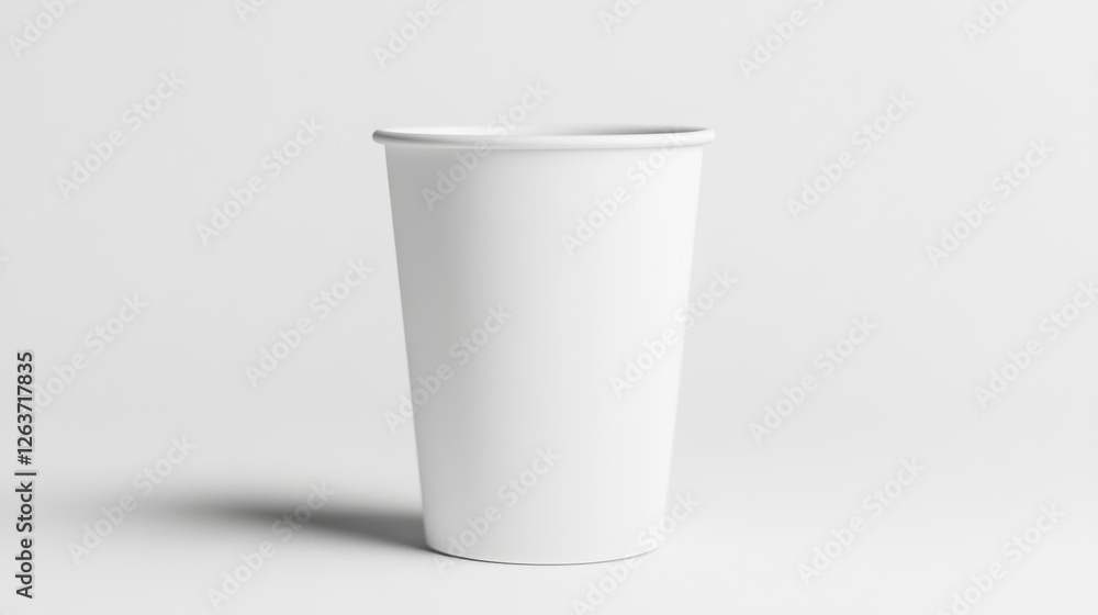 Blank white paper cup on white background; mockup Blank white paper cup on white background; mockup