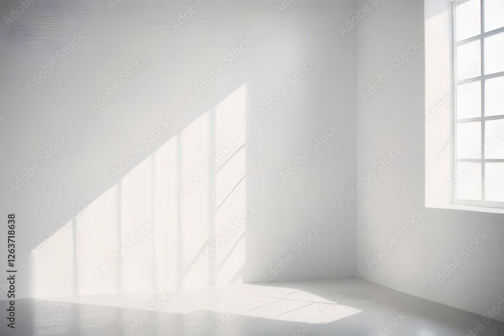 Sunlight streams into a minimalist white room. Sunlight streams into a minimalist white room.