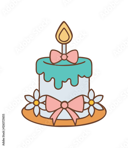 Wedding cake with flowers and candle topper