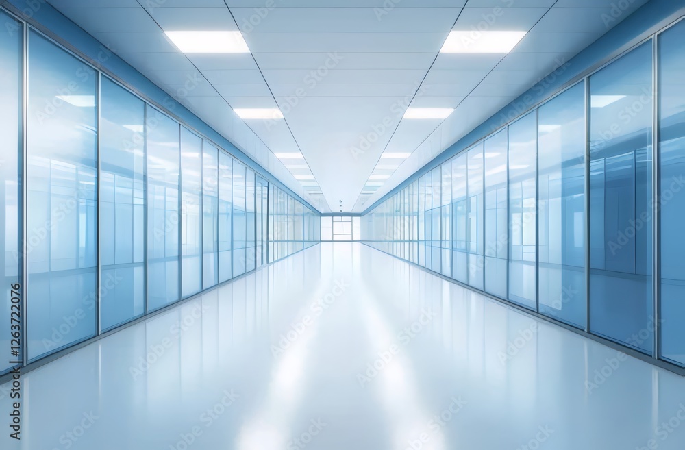 Modern glass corridor with bright lighting and clean floor. Modern glass corridor with bright lighting and clean floor.