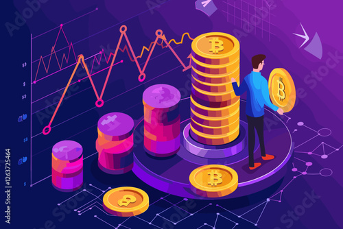 Investor Funding Startup with Coin, Concept of Venture Capital and Business Innovation