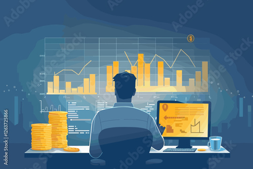 Investor Receiving Passive Income from Shares and Investments Concept Illustration