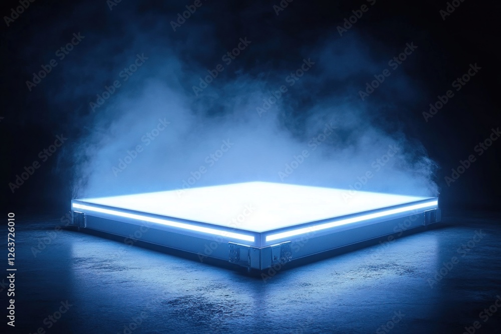 Bright rectangular light box with glowing white stripes creates a dramatic ambiance, perfect for exhibitions, performances, or modern decor Bright rectangular light box with glowing white stripes creates a dramatic ambiance, perfect for exhibitions, performances, or modern decor