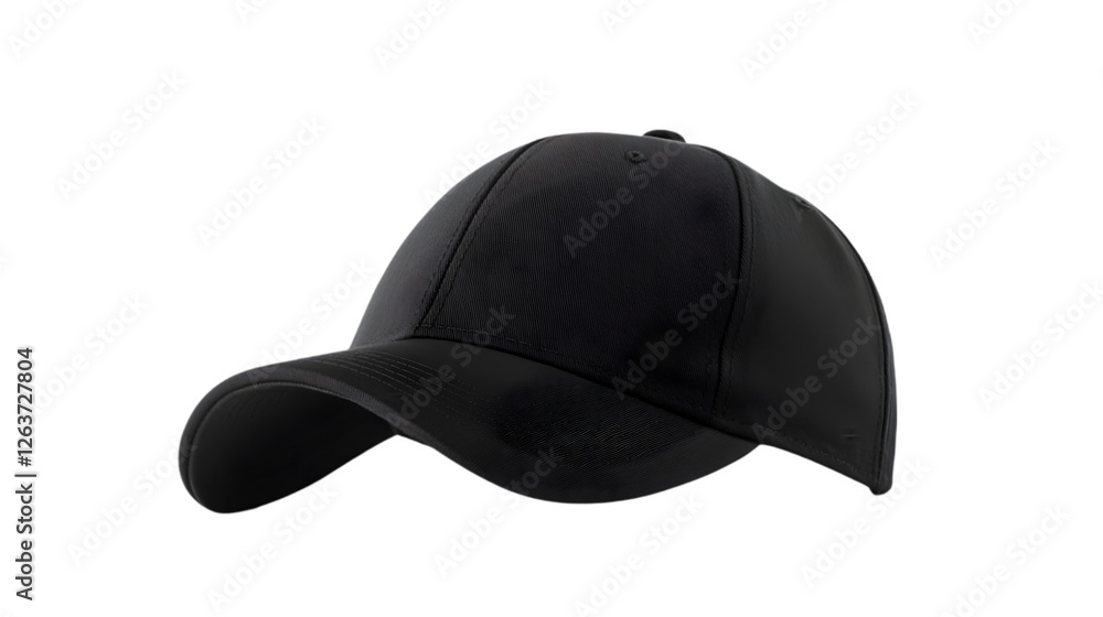 Fototapeta premium Black baseball cap front and side view, clothing mockup template for branding. transparent Background, clipping path - 