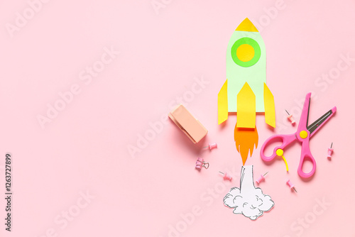 Paper rocket with smoke dif...