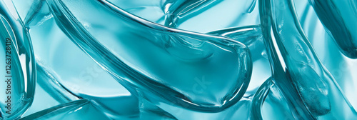 Translucent aloe gel texture with delicate strands and light diffusion in close-up view