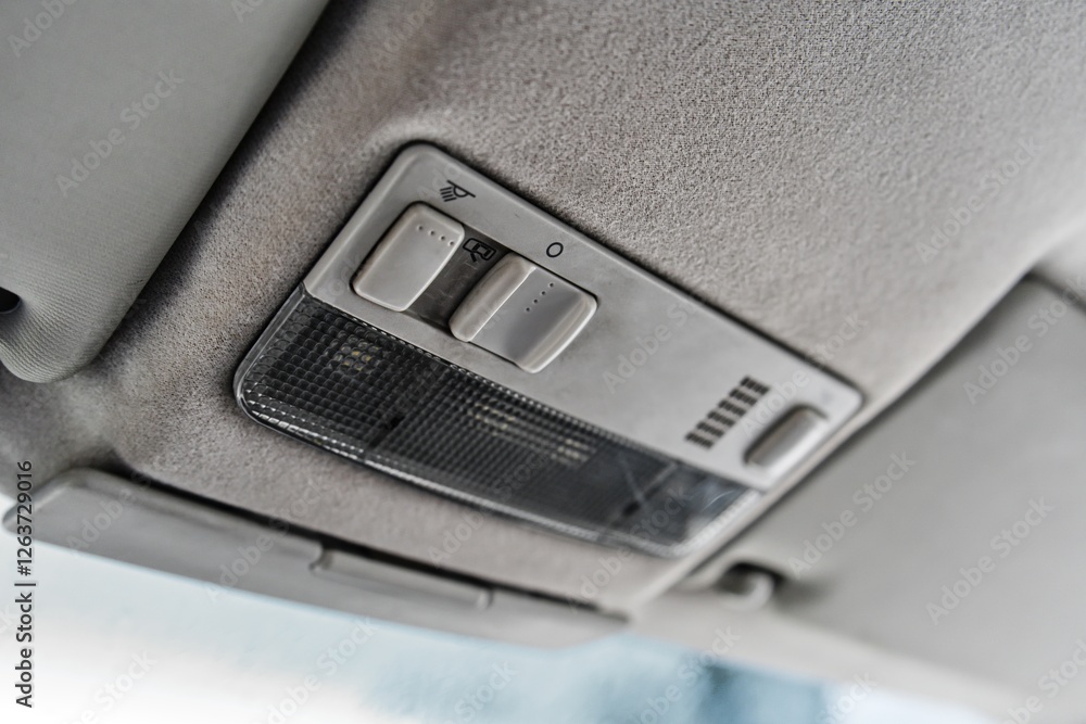 Car interior light and switch panel, vehicle roof controls Car interior light and switch panel, vehicle roof controls