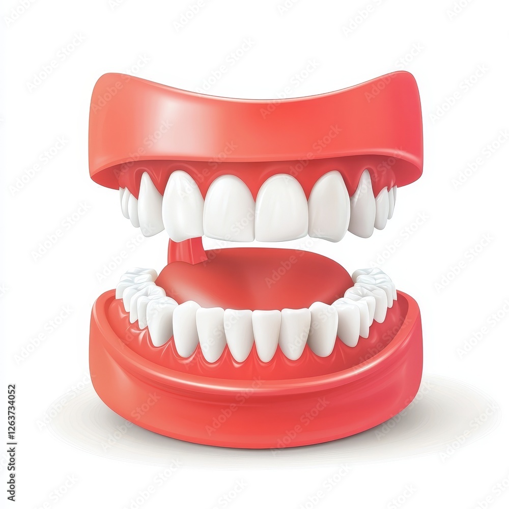 Obraz premium Clockwork toy teeth with a tongue, designed to bring smiles on April Fool's Day