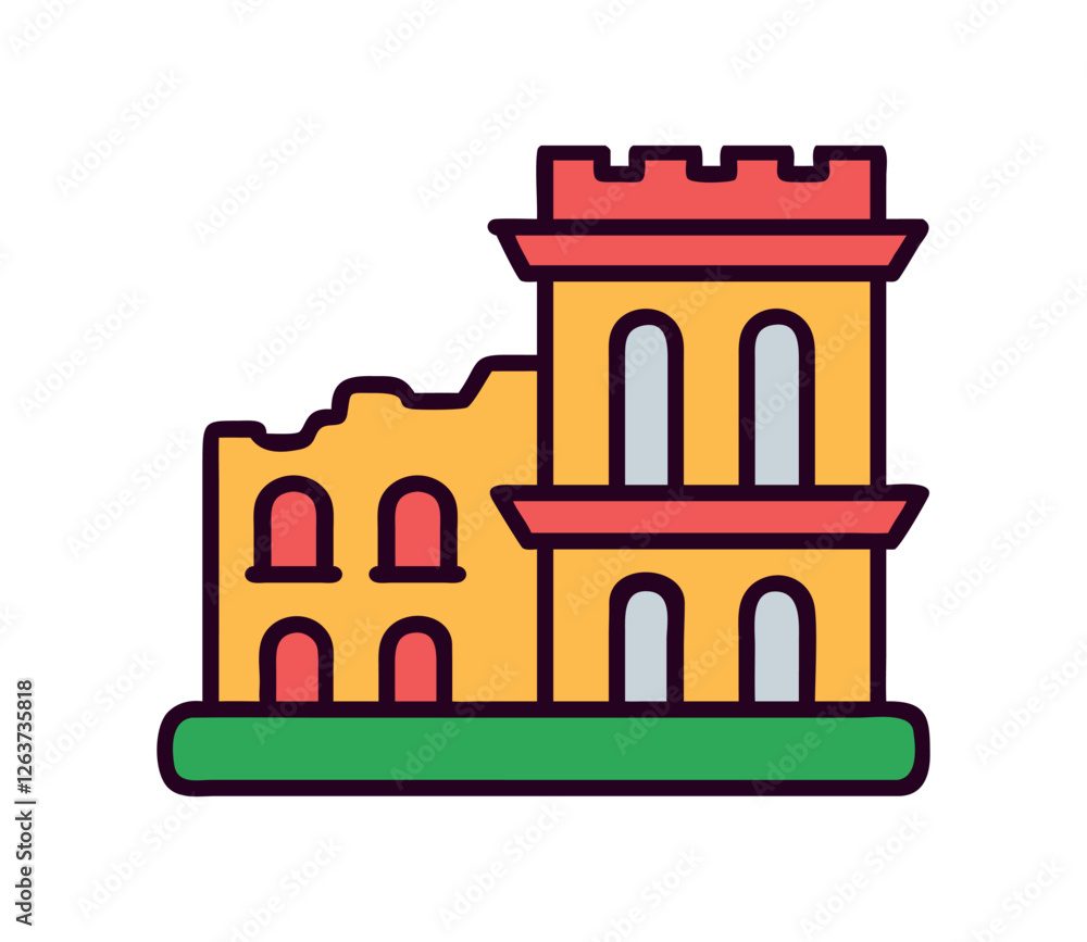 Italian historic fortress with red bricks Italian historic fortress with red bricks