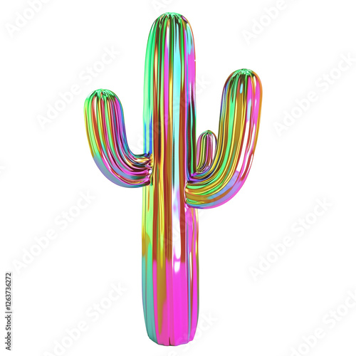 Metallic Rainbow Cactus with a High-Gloss Finish