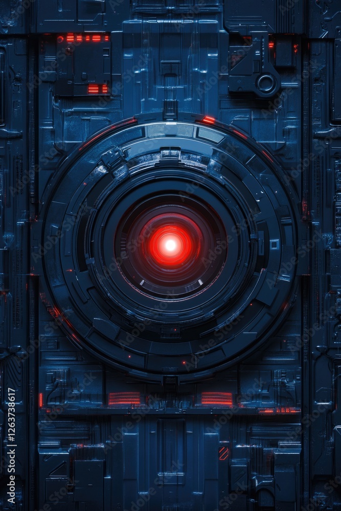 Fototapeta premium Futuristic Camera in Cyberpunk Interface