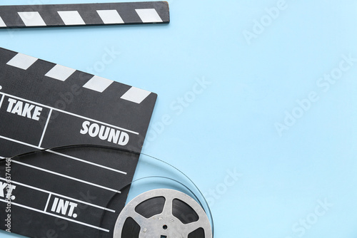 Movie clapper with film ree...