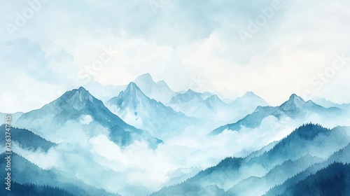 Wallpaper Mural Serene mountains shrouded in mist during a tranquil morning in a peaceful landscape. Generative AI Torontodigital.ca