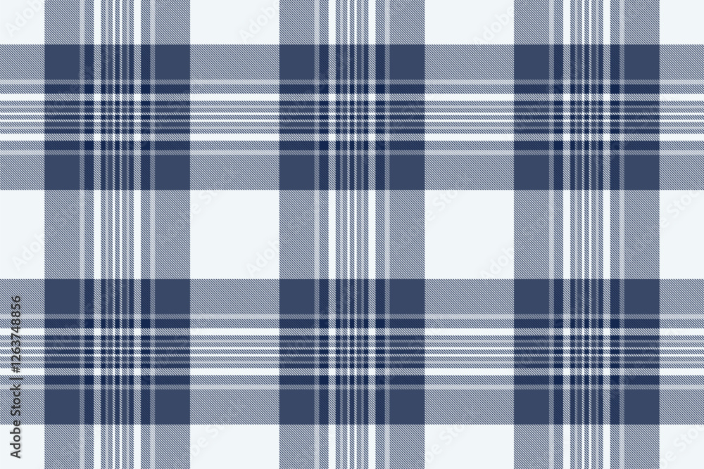 Customized plaid check fabric, everyday texture vector textile. Rest pattern seamless background tartan in blue and white colors. Customized plaid check fabric, everyday texture vector textile. Rest pattern seamless background tartan in blue and white colors.