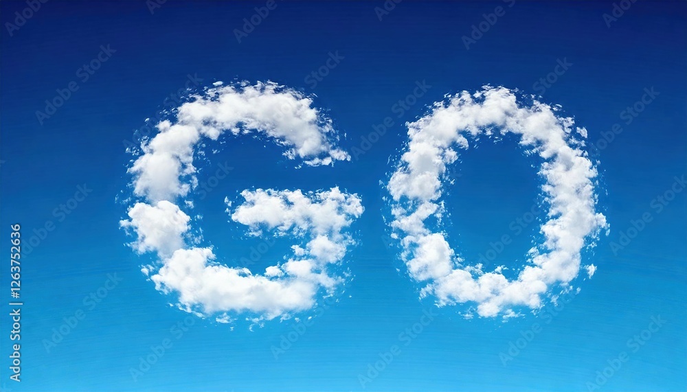 Clouds form the word go against a bright blue sky during daylight Clouds form the word go against a bright blue sky during daylight