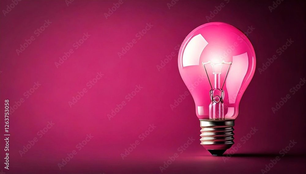 Pink light bulb glowing against a magenta background showcasing vibrant energy Pink light bulb glowing against a magenta background showcasing vibrant energy