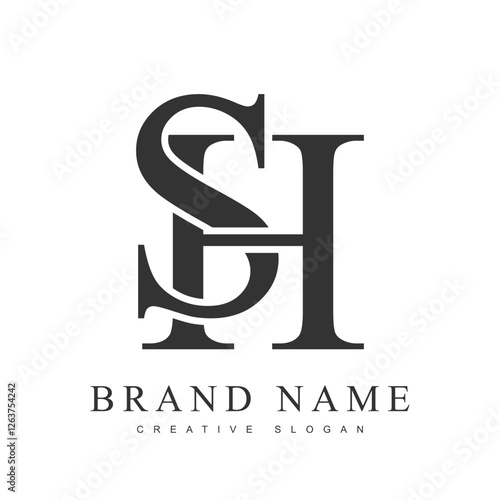 SH trendy logotype template. Initial letter s and h classic font style. Creative logo for company name or identity.