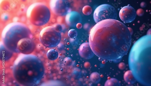 Wallpaper Mural Abstract composition of floating spheres in vibrant colors, cosmic and dreamy atmosphere, copy space Torontodigital.ca