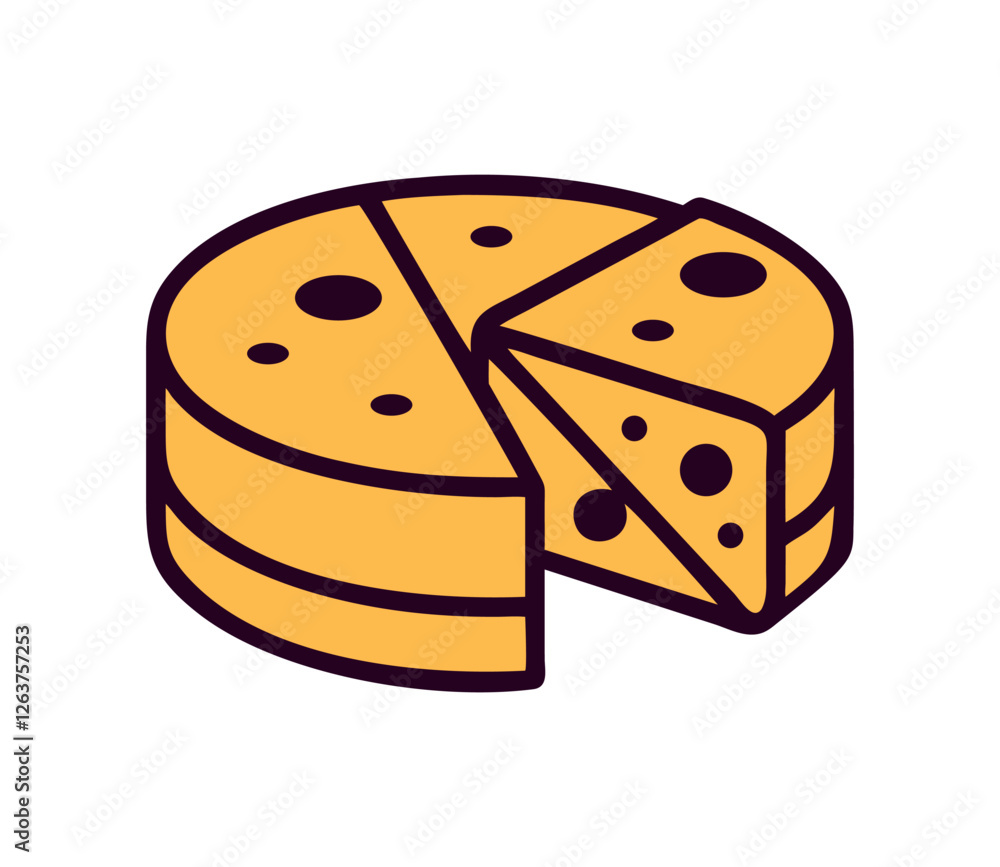 Italian cheese wheel with slices illustration Italian cheese wheel with slices illustration