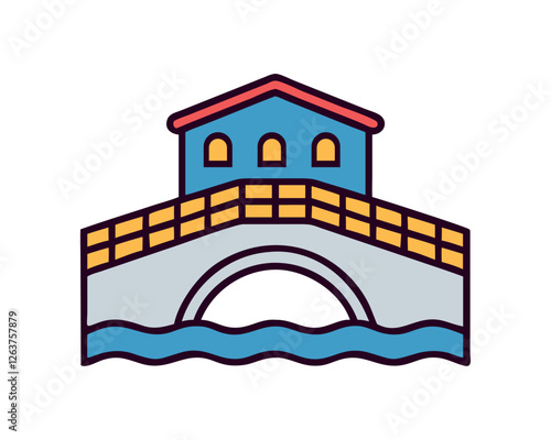 Italian Venetian bridge with canal view